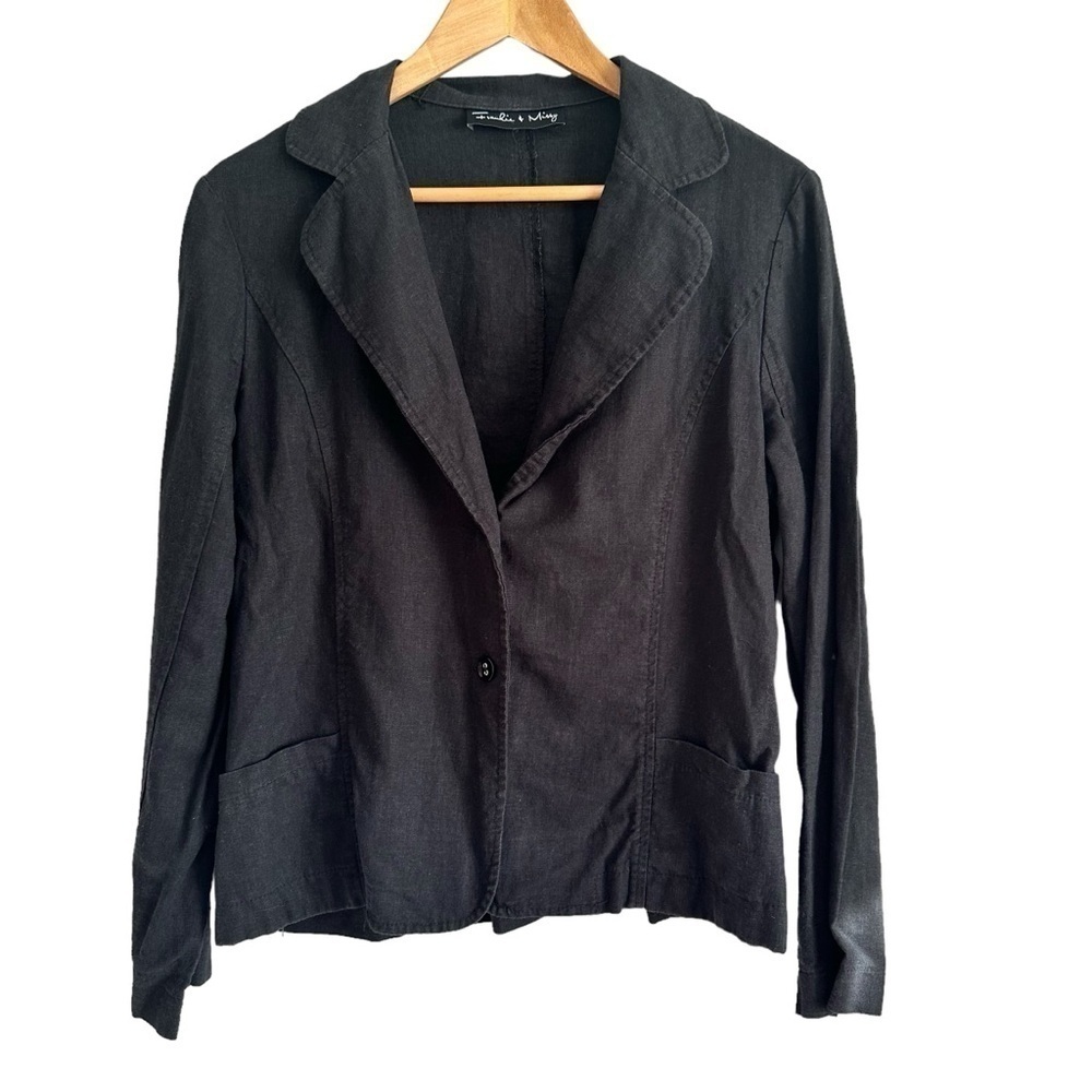 Frankie & Missy Black Linen and Rayon Blend Blazer Size M